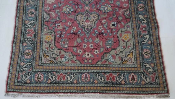 110x185 cm Eski El Dokuma Türk Halısı Kırmızı Renk Dekoratif Kilim - 3