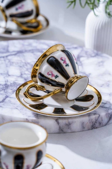 Acar Scarlet Siyah 6'lı Kahve Fincan Takımı KAI-06834 - 2