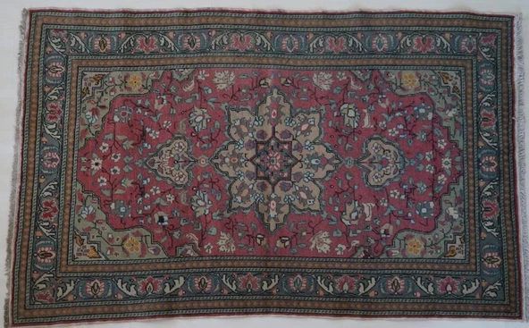 110x185 cm Eski El Dokuma Türk Halısı Kırmızı Renk Dekoratif Kilim - 5