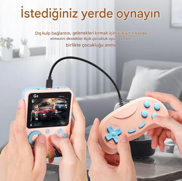 QASUL G5 Yeni Tasarım Oyunları 500 1 Klasik Oyun Konsolları Renkli Ekran Retro Oyun Makinesi 3.0 İnç Ekran - 3
