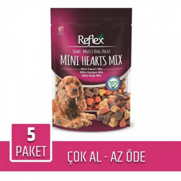 Reflex Semi Moist Mini Kalp Mix Köpek Ödül Maması 150 gr 5 Adet