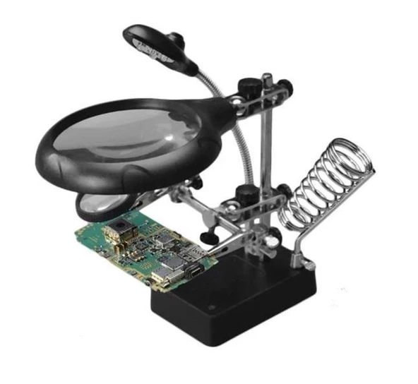 Mg16129-C Led Işıklı Büyüteçli - Mercekli Havya Sehpası 3. El Adaptörlü - 3