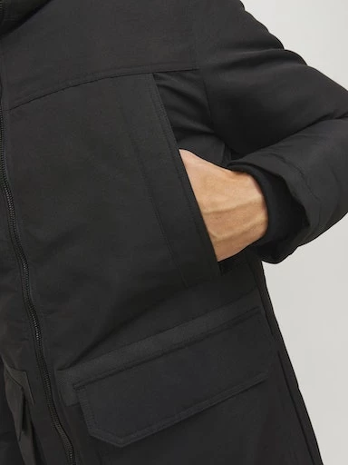 Jack Jones Erkek Kapüşonlu Outdoor Parka  Siyah Mont 12235858S - 5
