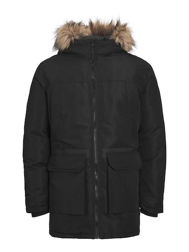 Jack Jones Erkek Kapüşonlu Outdoor Parka  Siyah Mont 12235858S - 1