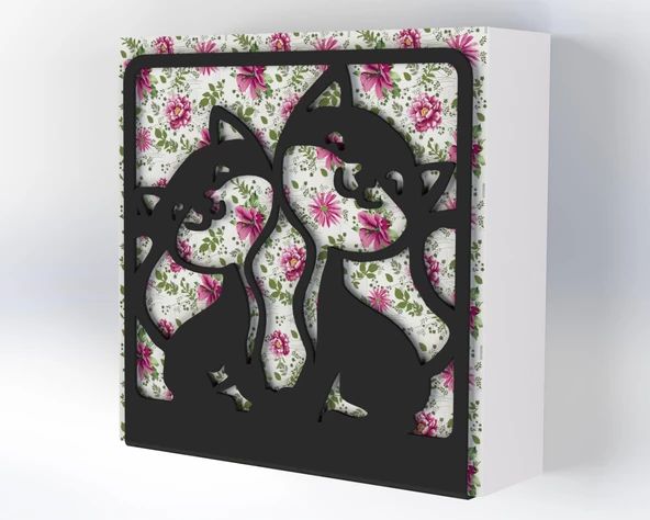 Kedi Desenli Peçetelik Sofra Mutfak Peçetelik Siyah - 6