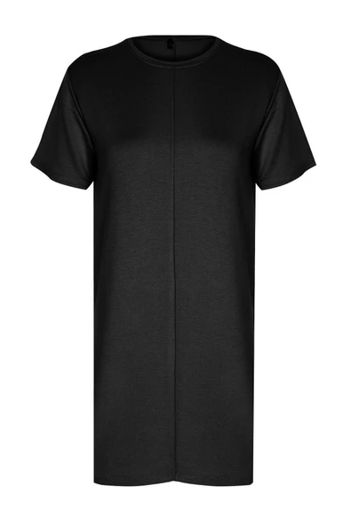 Moda Regular Casual Günlük Süprem Örme Bisiklet Yaka Kısa Kol T-Shirt Elbise Mini Boy Elbise