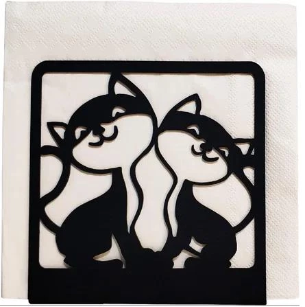 Kedi Desenli Peçetelik Sofra Mutfak Peçetelik Siyah - 2