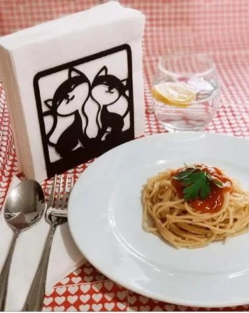 Kedi Desenli Peçetelik Sofra Mutfak Peçetelik Siyah - 4