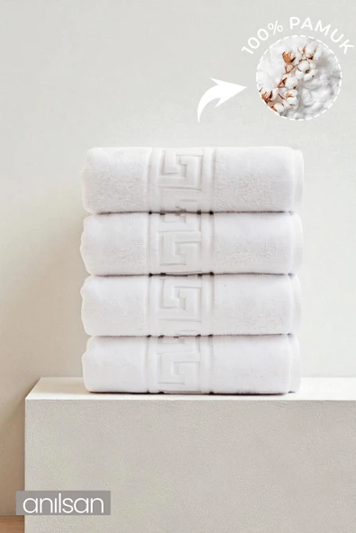4'lü Greek El Havlusu - 50x90 Cm, 225 Gr, %100 Pamuk, Spa Ve Otel Havlusu, Günlük Kullanıma Uygun