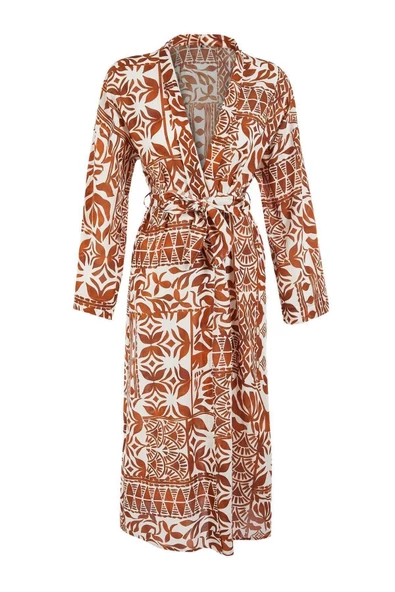 Moda Örme Regular Kalıp Uzun Kruvaze Standart Kol Vual Basic Çizgili Desen Kimono Kaftan - 6