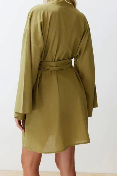 Moda Örme Regular Kalıp Midi Kruvaze İspanyol Kol Vual Basic Düz Desen Kimono Kaftan - 6