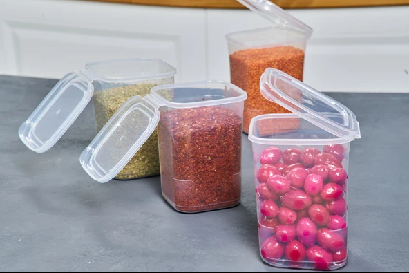 Superpup 6'LI KENDİNDEN KAPAKLI KİLİTLİ SAKLAMA KABI ERZAK KUTUSU 1,15 LİTRE