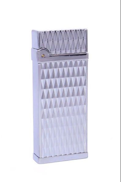 Metal Puro Çakmağı Silver - Baklava Desen Tek Torch Jet Alev