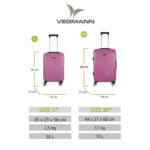 Vegmann Vela Violet 2'li Valiz Seti Orta Boy ,Kabin Boy - 2