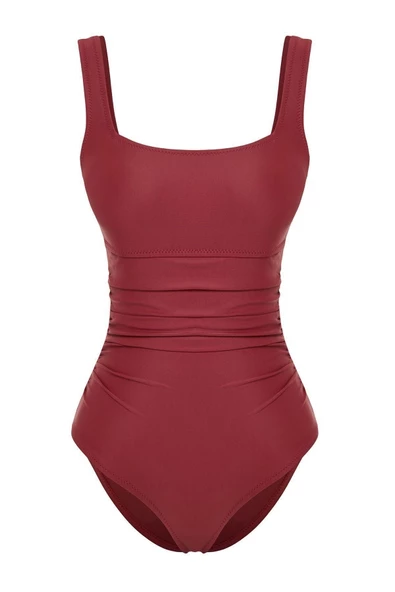 Kadın Moda Atma Kap Askılı Brief Yaka Soyut Desenli Sırt Dekolteli Regular Mayo