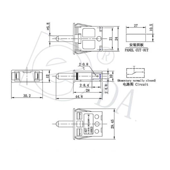 Ters Buton PBS-37 Dolap Tip 2 Pim Ic-187B Beyaz ( Kapalı Kontak ) - 2