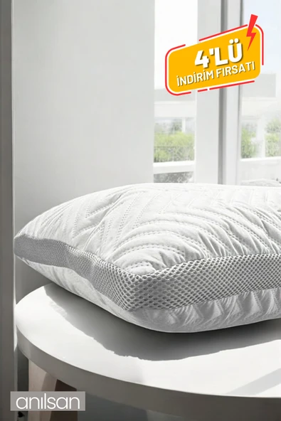 4'lü Klimalı Ortopedik Yastık - Yumuşak ve Hava Kanallı 50x70 cm, 700 gr Premium Silikon