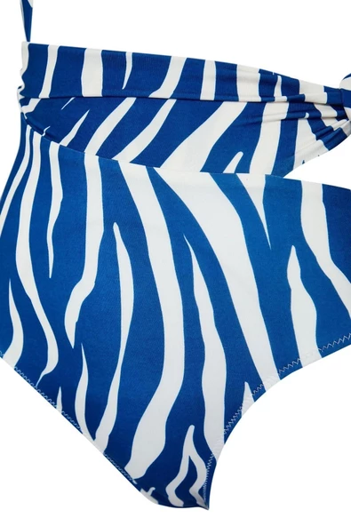 Kadın Moda Atma Kap Askılı Brazilian Yaka Tek Omuz Cut Out Pencereli Regular Mayo - 6