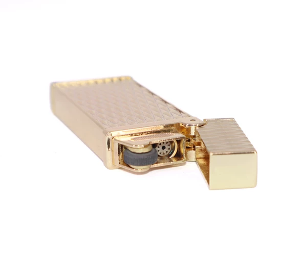 Metal Puro Çakmağı Gold - Baklava Desen Tek Torch Jet Alev - 4