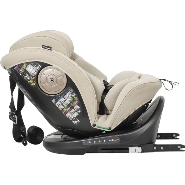 Ultimate 360 ° Dönebilir Yatabilir 0-36 Kg Deri Oto Koltuğu ISOFIX/SIP/LATCH Bej - Resim 5