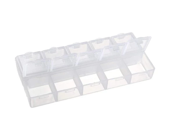 Organizer Malzeme Kutusu 10 Bölmeli Şeffaf PBB040-17 (#22) Setbox 13x5,5x2mm - 3