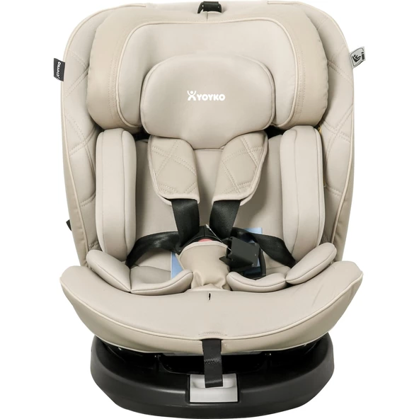 Ultimate 360 ° Dönebilir Yatabilir 0-36 Kg Deri Oto Koltuğu ISOFIX/SIP/LATCH Bej - Resim 2