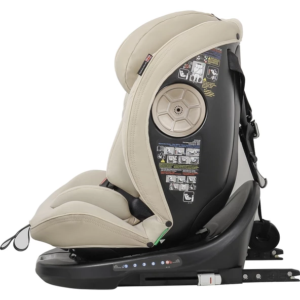 Ultimate 360 ° Dönebilir Yatabilir 0-36 Kg Deri Oto Koltuğu ISOFIX/SIP/LATCH Bej - Resim 4