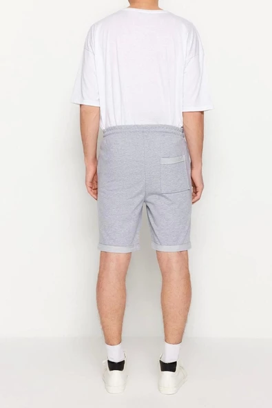 Moda Örme Geniş Paça Gündelik Regular Normal Kesim Orta Boy Lastik Belli Bağcıklı Duble Paça Şort - 4