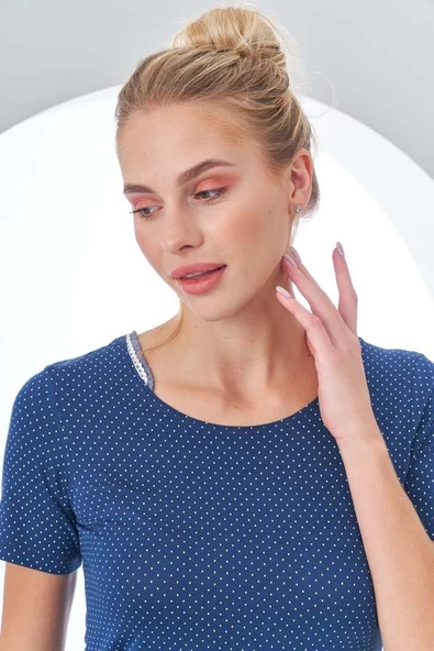 Pjs 24200 Kadın Puantiyeli Yarım Kollu Pijama Takım - 7