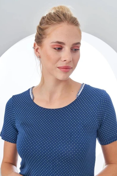 Pjs 24200 Kadın Puantiyeli Yarım Kollu Pijama Takım - 6