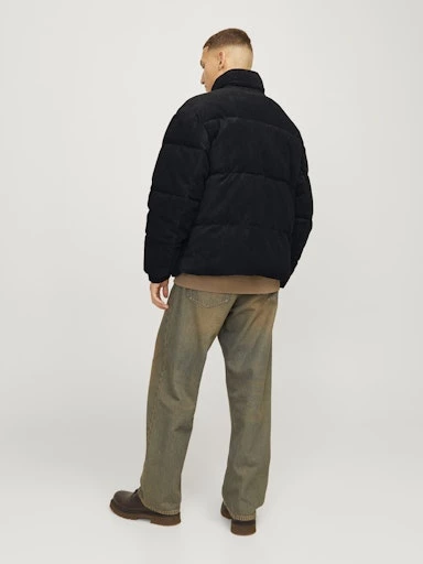 Jack Jones Erkek Rüzgar Geçirmez  Siyah Kadife Puffer Mont 12260464S - Resim 6