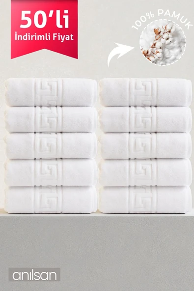 50'li Greek El Havlusu - 50x90 Cm, 225gr, %100 Pamuk, Spa Ve Otel Havlusu, Günlük Kullanıma Uygun ürün görseli 1