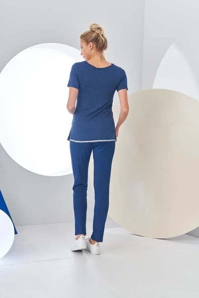 Pjs 24200 Kadın Puantiyeli Yarım Kollu Pijama Takım - 8