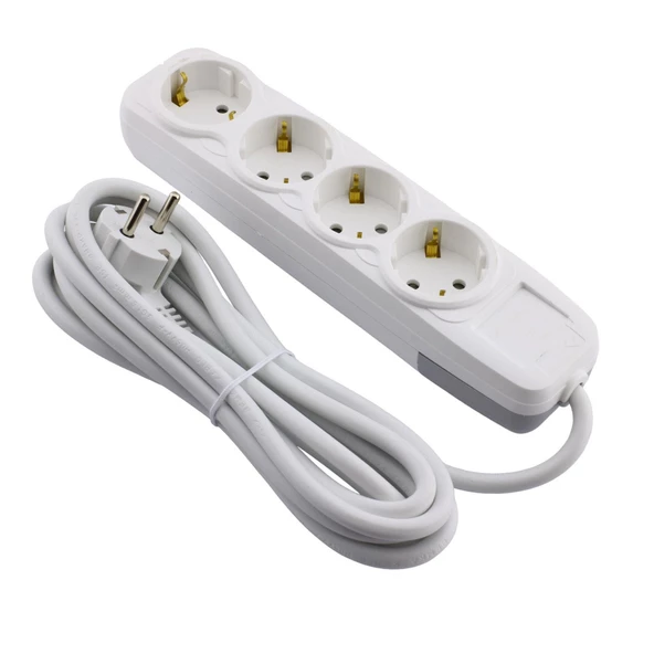 Topraklı Kablolu 4'lü Grup Priz Fiş Çoğaltıcı 7 Metre Çoklu Uzatma Kablosu Anahtarsız - 3