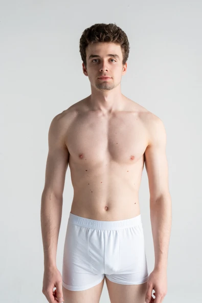 Mercan 3'lü Beyaz Pamuklu Likralı Premium Esnek Kumaş Erkek Boxer - 2