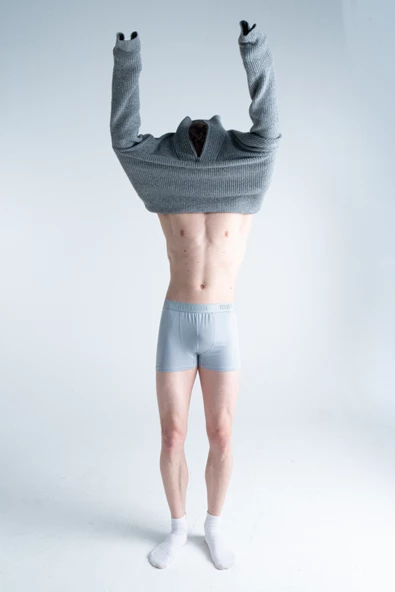 Mercan 3'lü Erkek Pamuklu Likralı Premium Esnek Kumaş Gri Boxer - 2