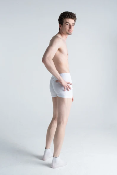 Mercan 3'lü Beyaz Pamuklu Likralı Premium Esnek Kumaş Erkek Boxer - 5