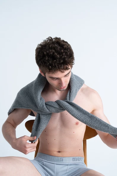 Mercan 3'lü Erkek Pamuklu Likralı Premium Esnek Kumaş Gri Boxer - 4