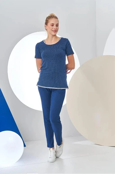 Pjs 24200 Kadın Puantiyeli Yarım Kollu Pijama Takım - 4