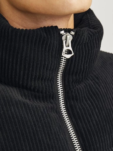 Jack Jones Erkek Rüzgar Geçirmez  Siyah Kadife Puffer Mont 12260464S - Resim 7