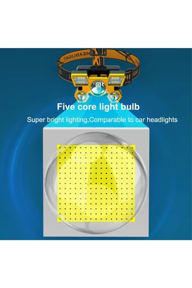 hırdawhat   1200 Lümen Cob 9 Led Usb Şarjlıoynar Başlıklı Kafa Lambası 5 Modüllü Çakar Modlu - Resim 2
