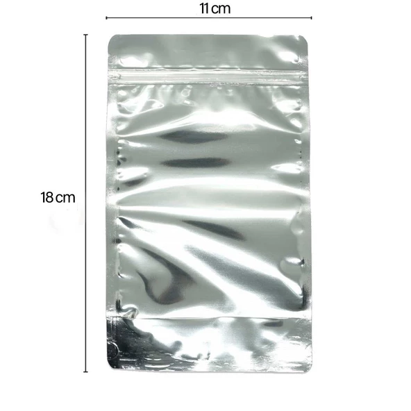 Doypack Pencereli Metalize Kilitli Kese Kağıdı - Küçük Boy - 100 Gramlık - 11x18x7 Cm. - 60 Adet - 1