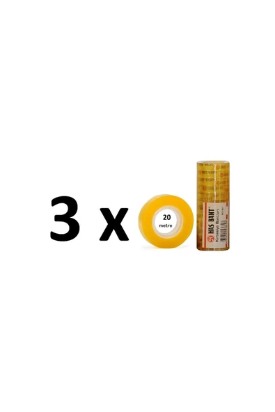 hırdawhat   3 Paket Şeffaf Para Bandı 20 Metre 12'li