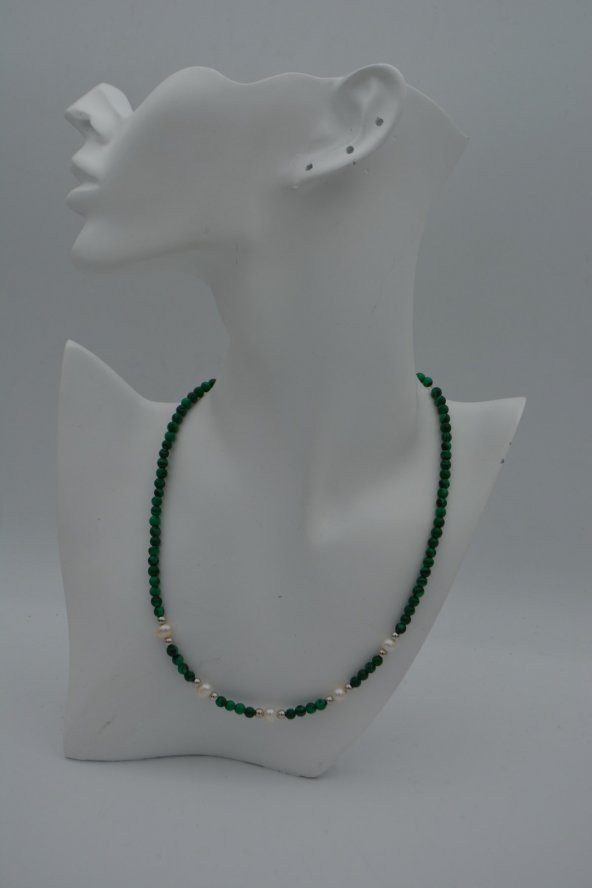 STONEAGE Malahit ve İncili Kolye Doğal Taş - 7