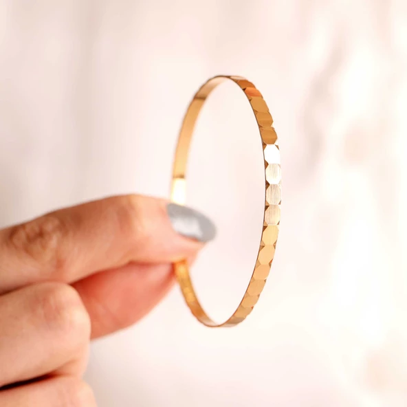 11 gr (gram) 22 Ayar İşçiliksiz Petek Ray Bilezik - Resim 3