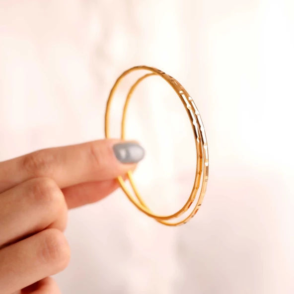 11 gr (gram) 22 Ayar İşçiliksiz Baget Bilezik - Resim 3