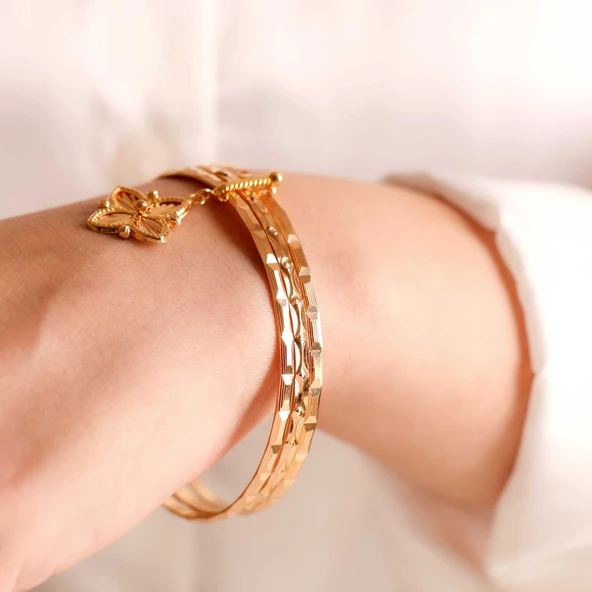 30 Gr  22 Ayar Altın Taraklı Baget Charm Bilezik - Resim 3