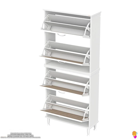 Modilayn UMAY' 2 Li Kapı Önü 72 x 168 x25, 5 cm’ lik 4 Düşer Kapak 8 Göz Bölmeli Ayakkabılık - 7