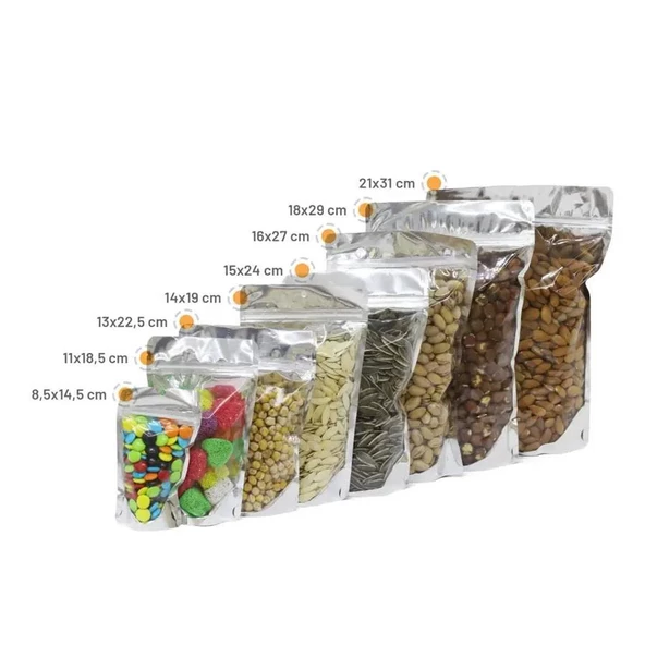 Doypack Pencereli Metalize Kilitli Kese Kağıdı - 500 Gramlık - 16x27x8 Cm. - 200 Adet - Resim 5