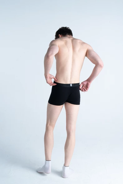 Mercan 3'lü Paket Pamuklu Likralı Premium Esnek Kumaş Siyah Erkek Boxer - 3